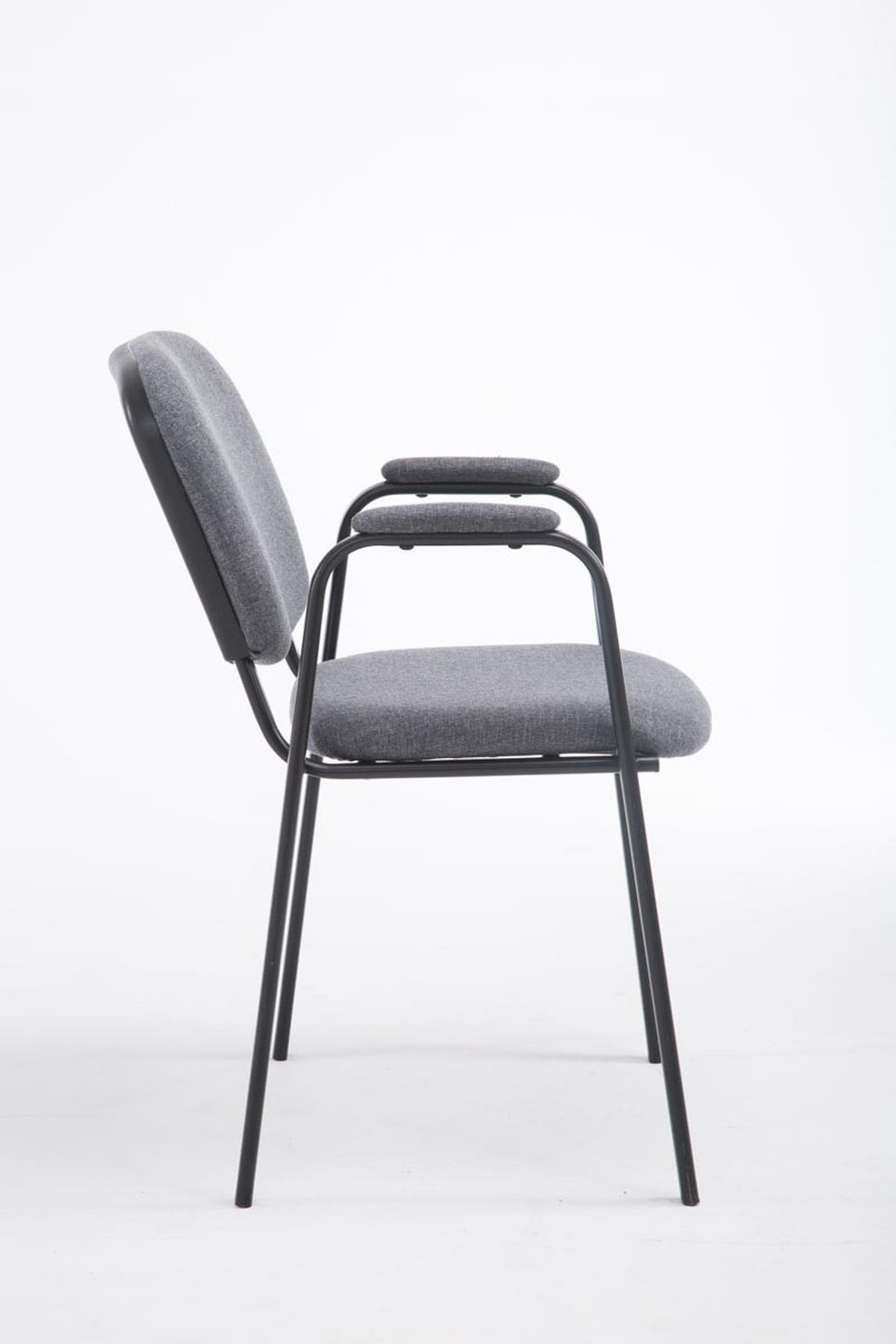 BESUCHERSTUHL Keen Pro, Stoffbezug mit Armlehne - Gestell Schwarz / Bezug Grau - Schwarz/Grau, Textil/Metall (53/79/53cm) - TPFLiving