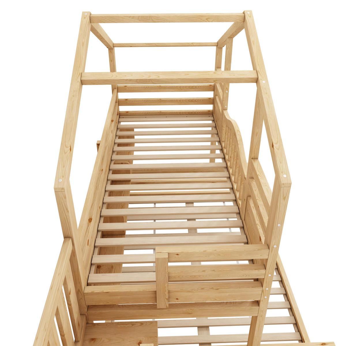 ETAGENBETT 90/200 cm & 140/200 cm in Beige & Natur mit Treppenschrank und Regalen - Eichefarben, Holz/Holzwerkstoff (90/200cm) - WISHDOR