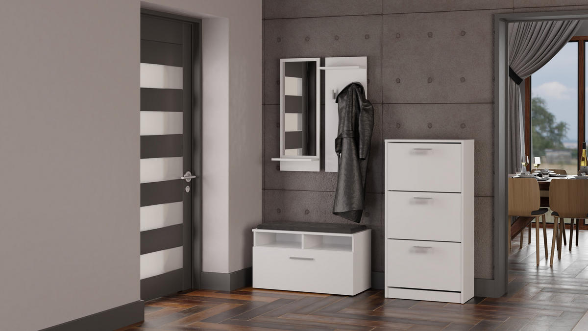 DULAP PENTRU ÎNCĂLȚĂMINTE Alb 60/116/28 - alb, compozit lemnos (60/116/28cm) - RAUMHIRSCH FURNITURE