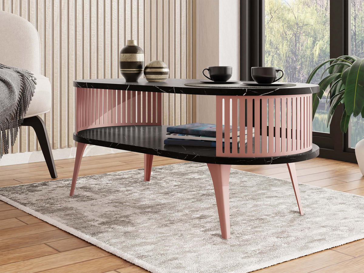 COUCHSITCH Roenni Oval Ember - Messingfarben/Schwarz, Holzwerkstoff/Metall (100/50/44cm) - MIRJAN24
