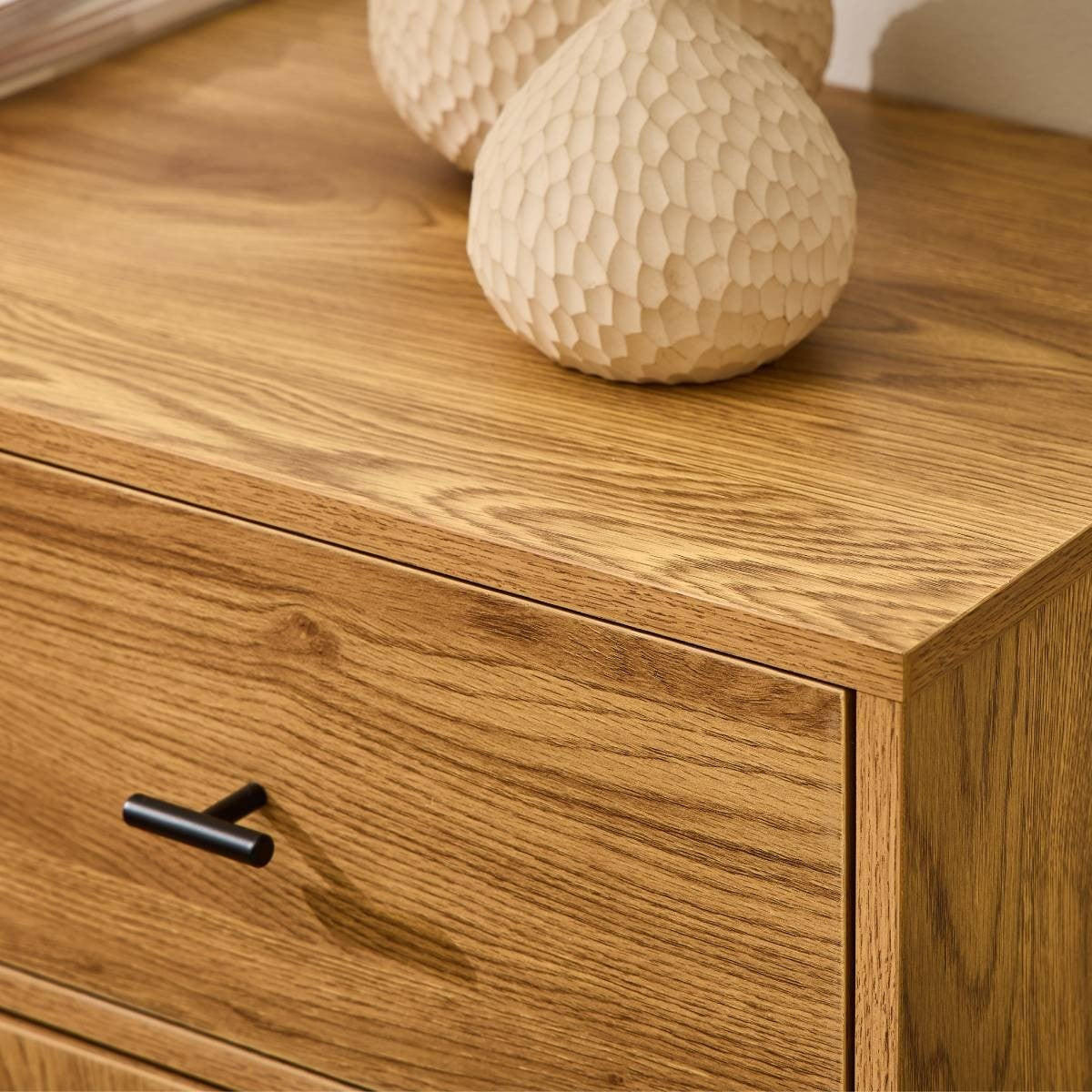 KOMMODE mit 2 Türen und 2 SchubladenFronten aus Rattan 39/79/90 cm - Eschefarben, Holzwerkstoff (90/79/45cm) - Calicosy