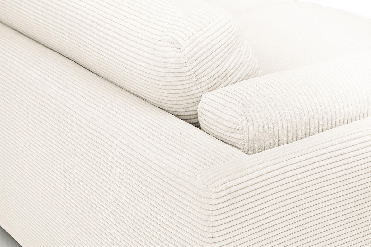 BIG SOFA RAINA Cremeweiß Cord - Creme/Schwarz, Kunststoff/Textil (294/85/150cm) - KAWOLA