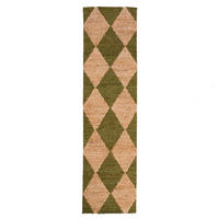 JUTETEPPICH BAIN, mit Rautenmuster, Olivegrün, 80 x 230 cm - Grün, Textil (230/80cm) - KADIMA DESIGN