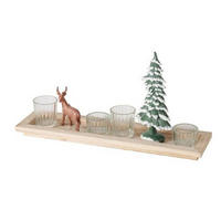 TABLETT mit Figuren und Kerzenhaltern 42 cm - Multicolor, Glas (11/22/42cm) - Boltze Home