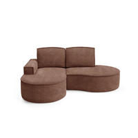 ECKSOFA MOLLY – Halbkreisförmig, Abriamo-Bouclé, Lose Kissen, Bouclé-Bezug, 210x157x88 cm, Links Braun - Mokka, Holz/Textil (157/210cm) - DomoHome