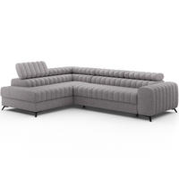 KANEDO Ecksofa mit Schlaffunktion und Bettkasten – Modernes Designsofa, verstellbare Kopfstützen, Metallfüße - Grau, Kunststoff (269/86cm) - Wohnideebilder