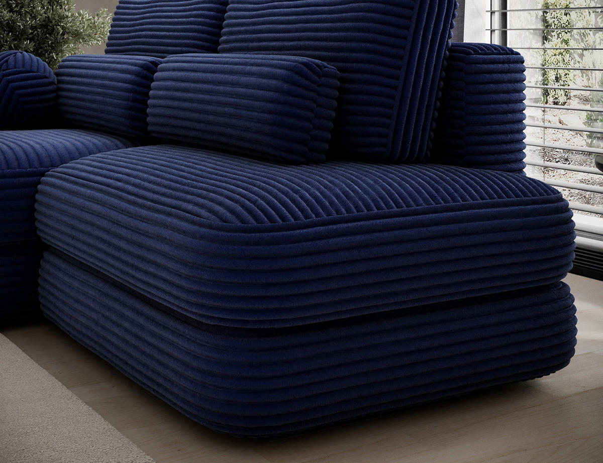 ECKSOFA RIPELI L-Form mit Schlaffunktion & Bettkasten – Modernes 3-Sitzer Sofa, Wellenfederung, 217 × 175 cm - Schwarz/Dunkelblau, Kunststoff (217/175cm) - Wohnideebilder