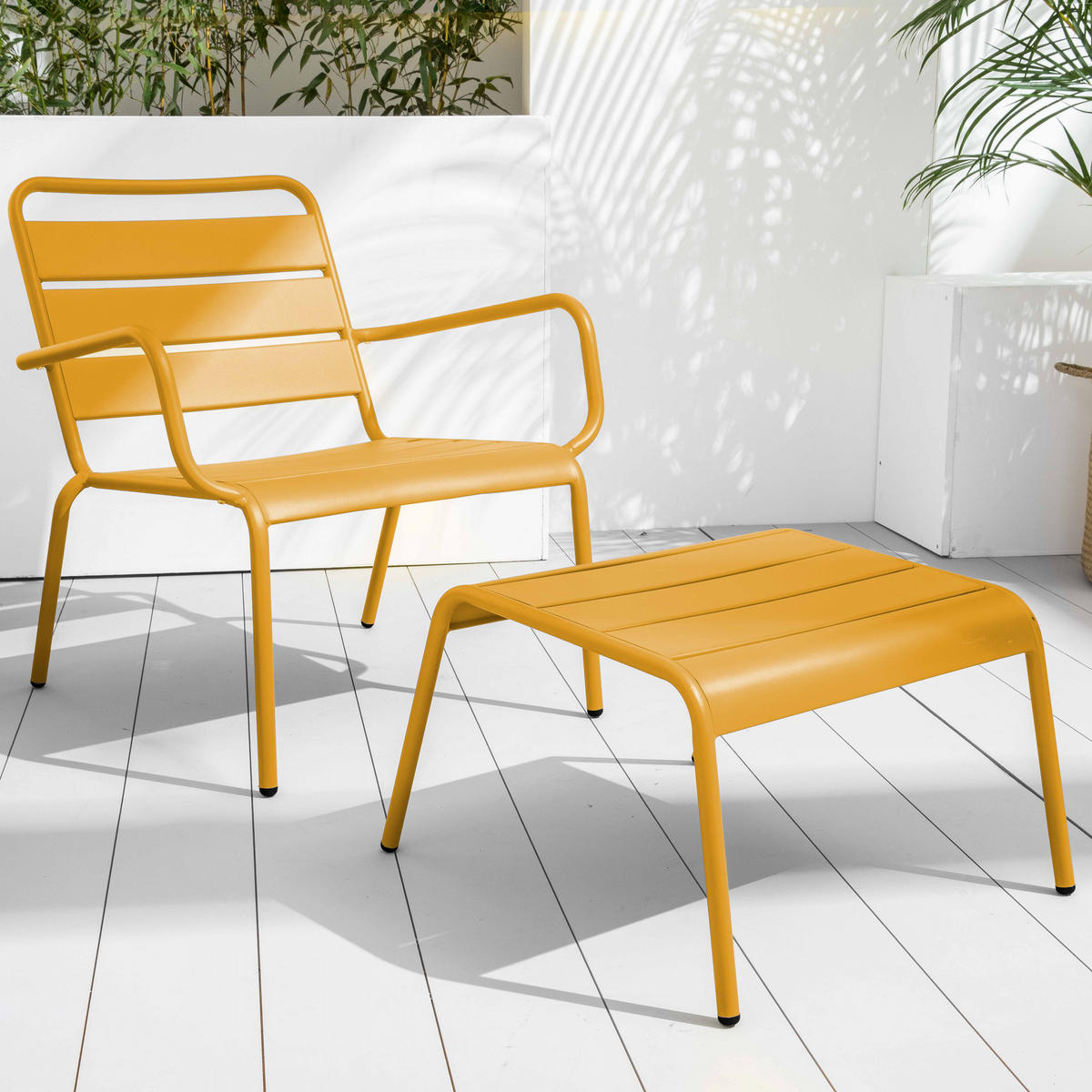 GARTENHOCKER, Gelb - Gelb, Metall (44/30/40cm) - Oviala