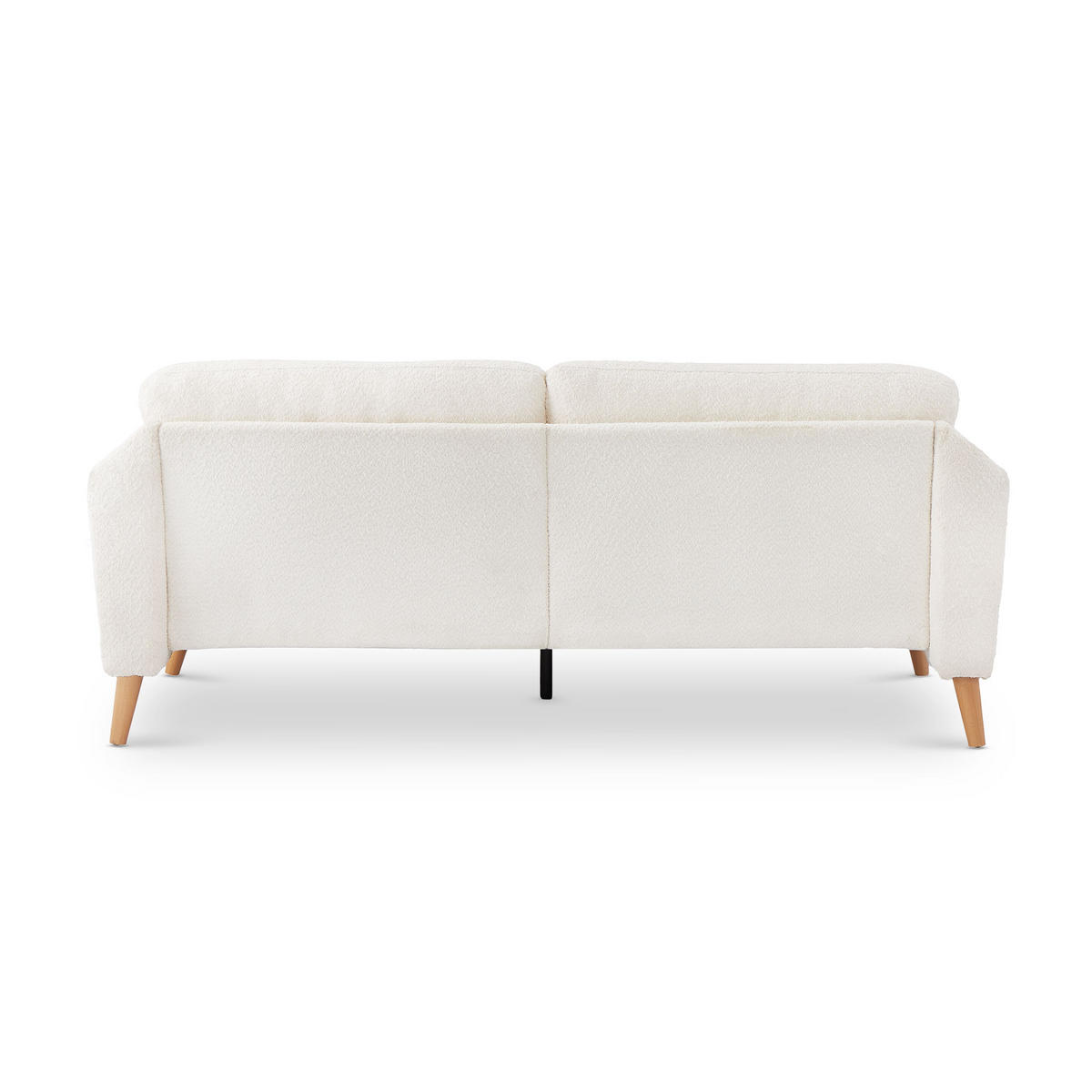 3-SITZER-SOFA Maja Skandinavisches mit weißer Bouclé - Weiß/Akaziefarben, Holz/Holzwerkstoff (225/86/80cm) - Sicaan