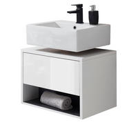WASCHBECKENUNTERSCHRANK in weiß Hochglanz und grau 60 cm Glide - Weiß Hochglanz/Grau, Holzwerkstoff (60/44/46cm) - Furn.Design