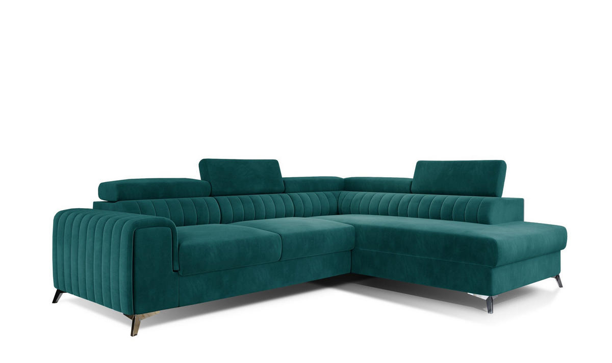 ECKSOFA - OLIVIER (Rechts, Flaschegrün) - Smaragdgrün/Dunkelgrün, Textil (275/205cm) - Möblo