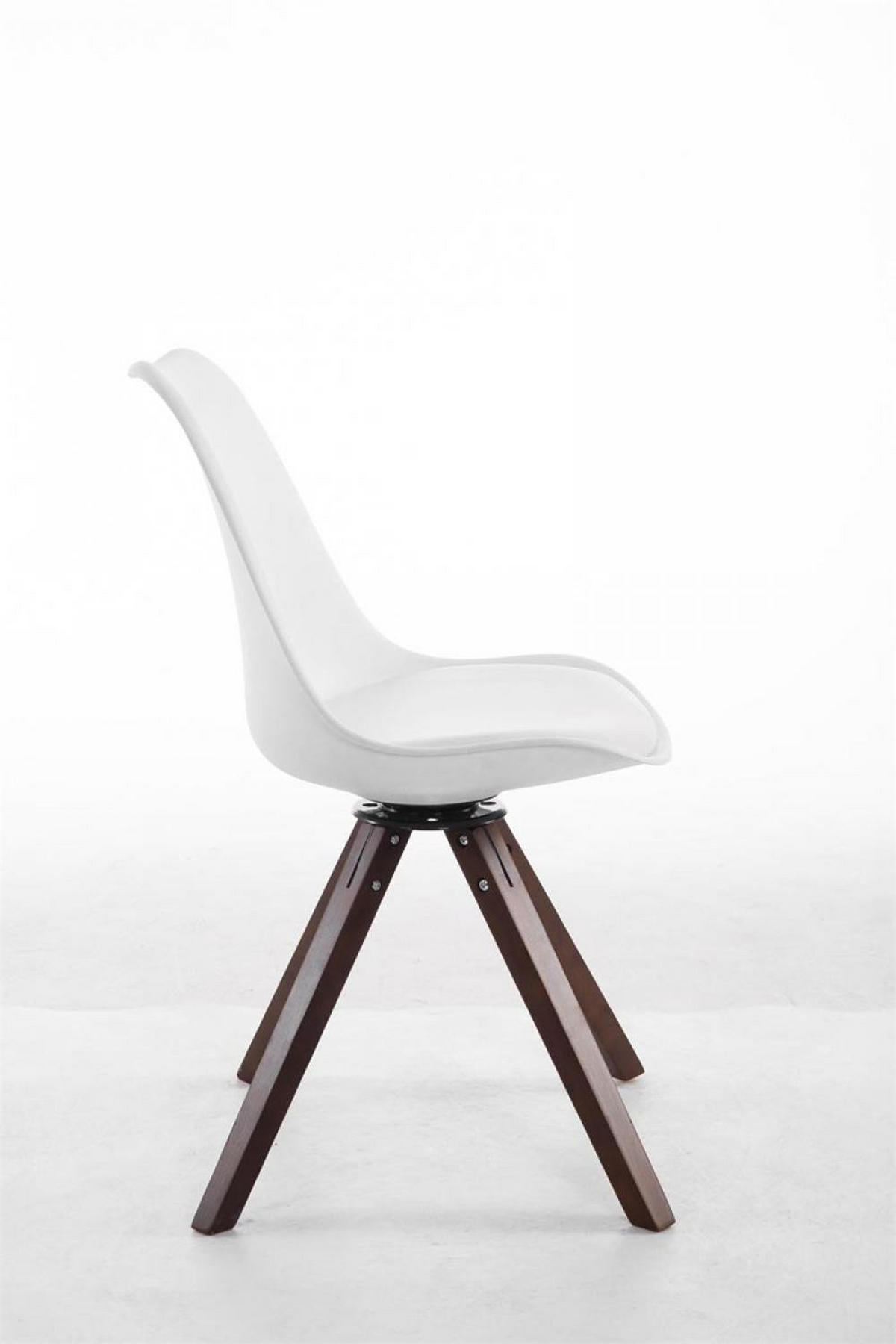 DREHSTUHL Lederlook weiß - Walnussfarben/Weiß, Holz/Textil (48/84/56cm) - CLP