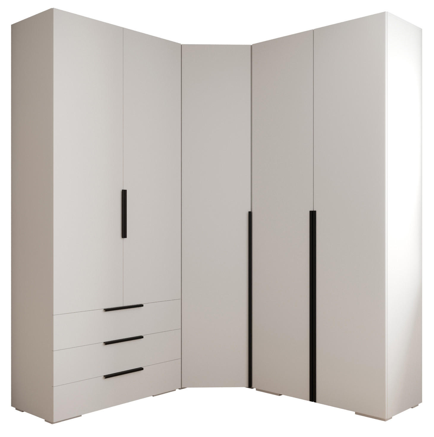 Abiks Möbel Garderoben-Set Weiß, Schwarz 181.7x236.7x47 cm
