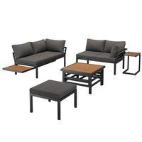 GARTENMÖBEL 186x56x65cm grau aus Eisen und mit verstellbarem Tisch - Grau, Metall - Modfu