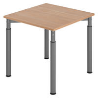 SCHREIBTISCH Serie-Y 80/80/74 cm in Nussbaumfarben/Graphitfarben - Nussbaumfarben/Graphitfarben, Holzwerkstoff (80/80/74cm) - bümö