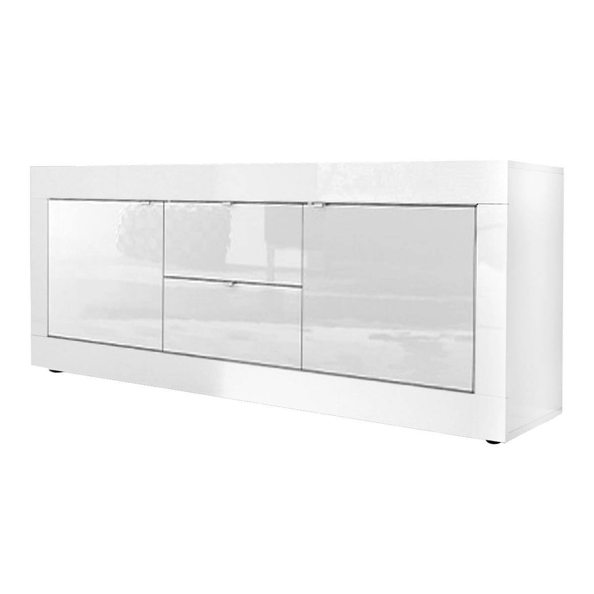 SIDEBOARD mit 2 Türen und 2 Schubladen Itinial - L210 cm - Weiß, Holzwerkstoff (43/65/210cm) - Calicosy