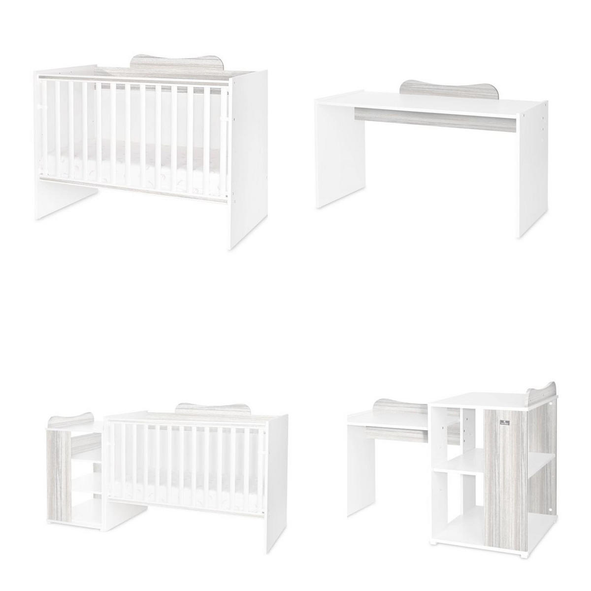BABYBETT Multi grau 190 x 82 cm, Wickelkommode, Hausbett, Jugendbett, Schreibtisch - Grau, Holzwerkstoff (60/120cm) - Lorelli