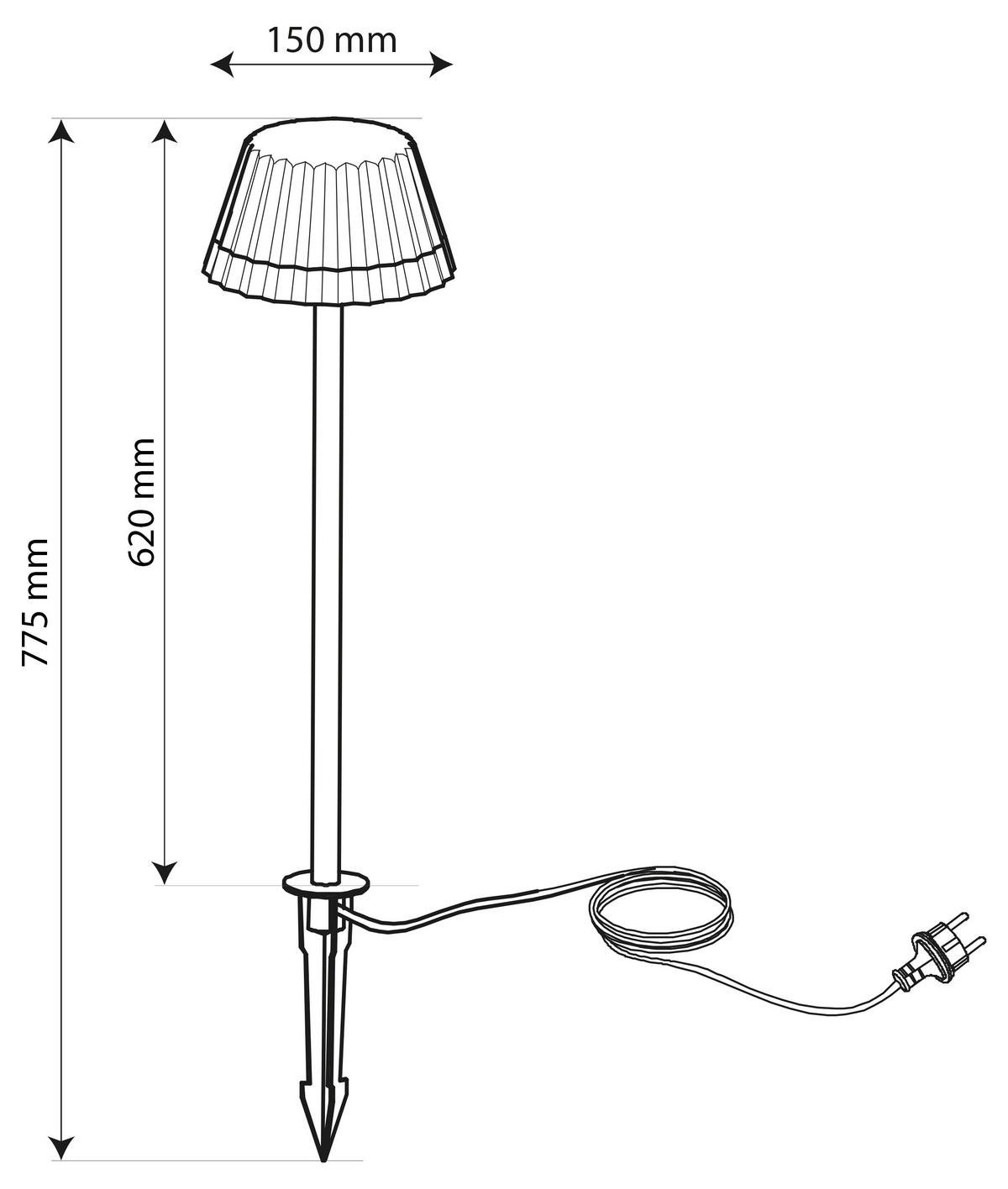 LED-AUSSENLAMPE aus Aluminium 62cm hoch mit Erdspieß und 2m Netzkabel für Garten - Grau, Metall (15/22/29cm) - Northpoint