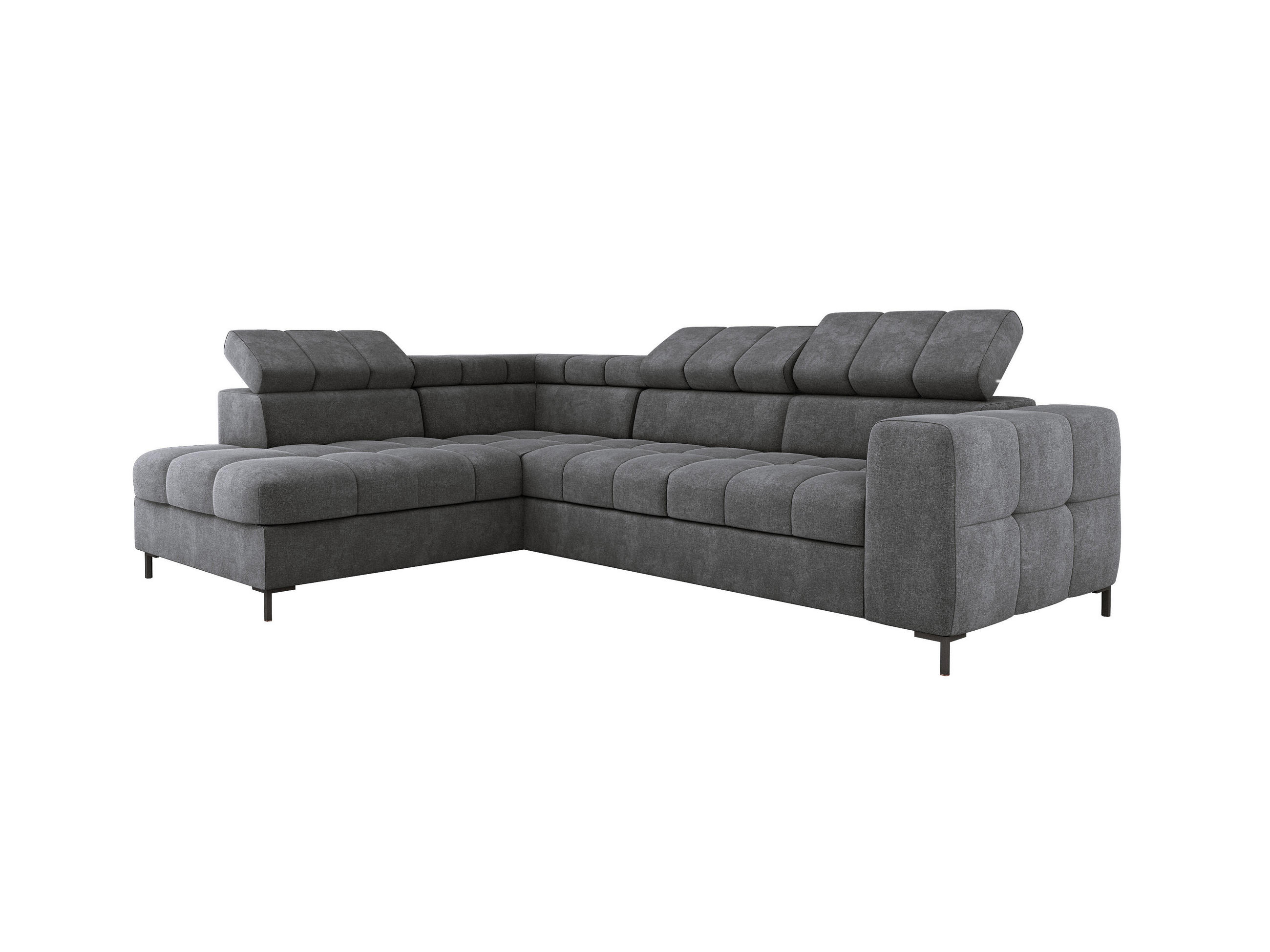 ECKSOFA PABLOS 279x201cm, Schlaffunktion, Stauraum, dunkelgrau, links - Grau, Holz/Textil (201/279cm) - DomoHome