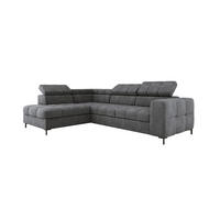 ECKSOFA PABLOS 279x201cm, Schlaffunktion, Stauraum, dunkelgrau, links - Grau, Holz/Textil (201/279cm) - DomoHome