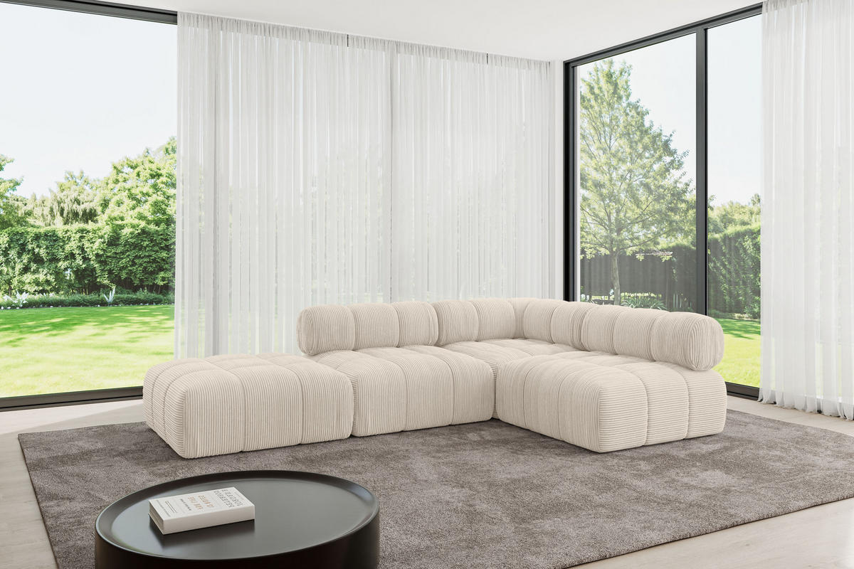 ECKSOFA modulares Sofa Favio-L1 - 285x190x70 cm Beige Cord - Beige, Holzwerkstoff/Textil (285/190cm) - ALTDECOR