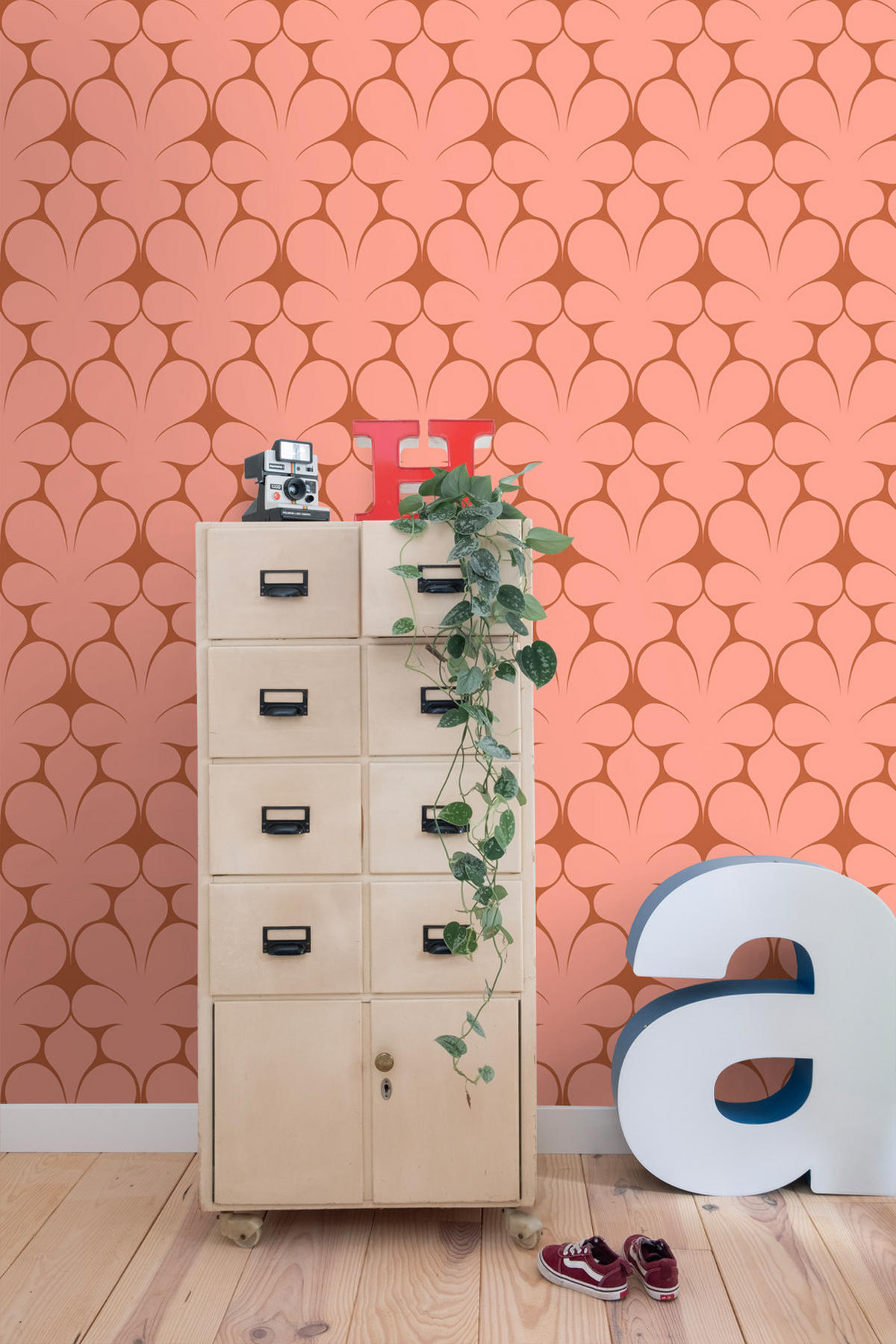 TAPETE Retro-Ornamente 50 x 900 cm - Terracotta, Papier (50/900cm) - ESTAhome