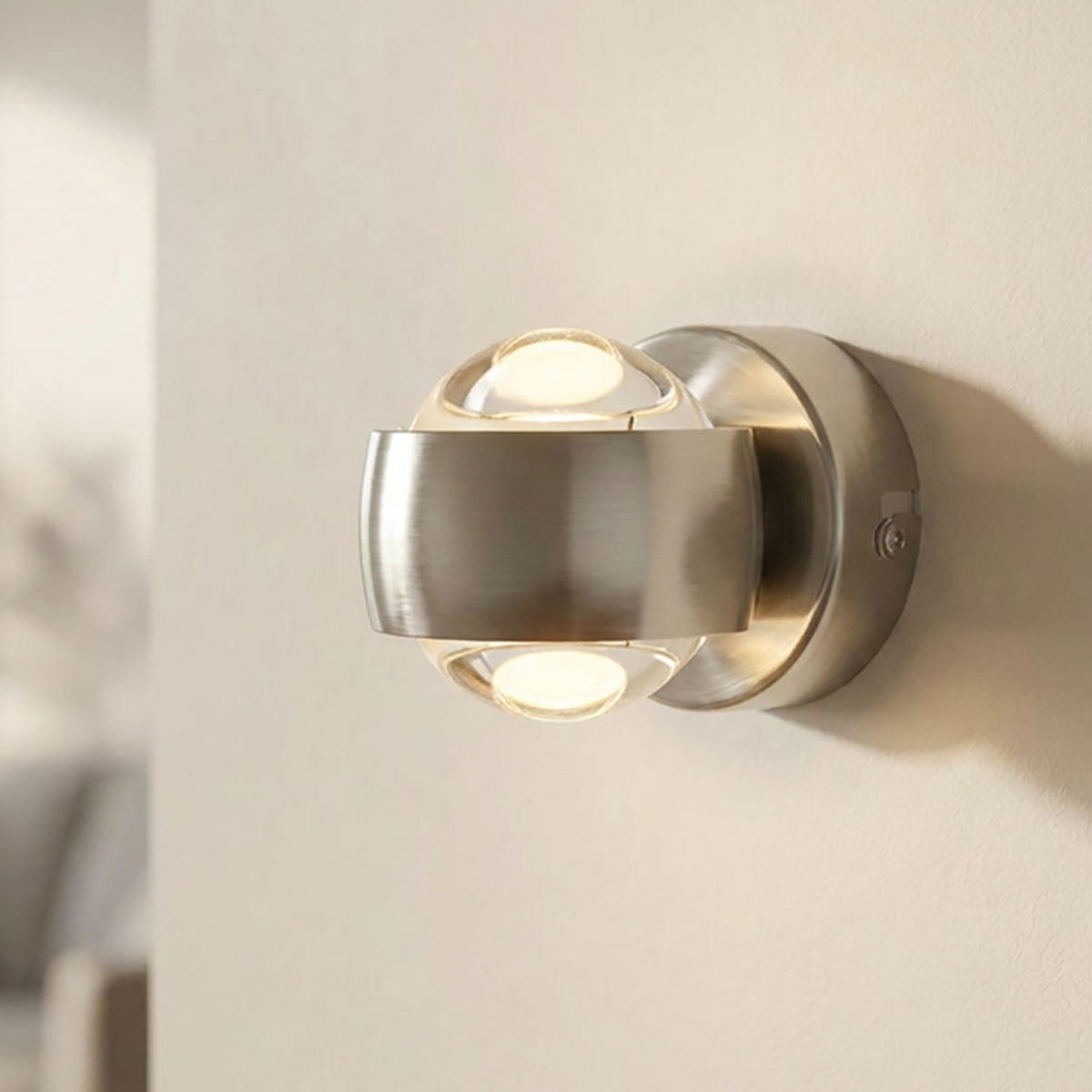 LED WANDLEUCHTE Randi Silber Glas - Silberfarben, Glas (7.5/10/10cm) - Globo Lighting
