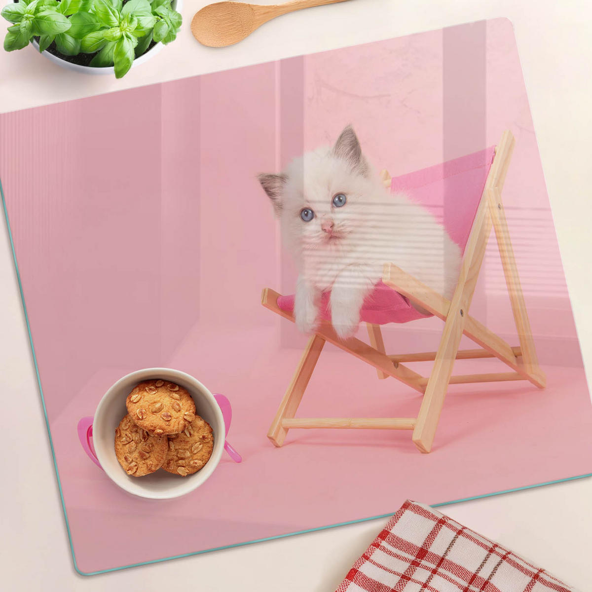 GLASPLATTE 60x52 cm Katzenliege - Pink, Glas (60/52cm) - TULUP
