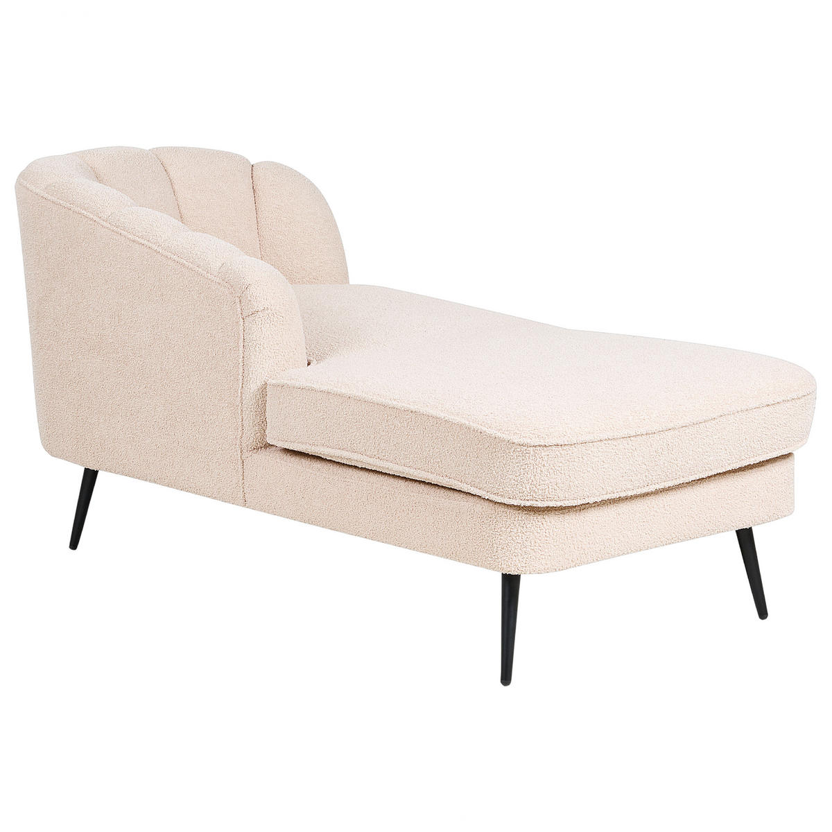 CHAISELONGUE Bouclé hellbeige rechtsseitig Allier - Beige/Schwarz, Textil (150/75/76cm) - Beliani