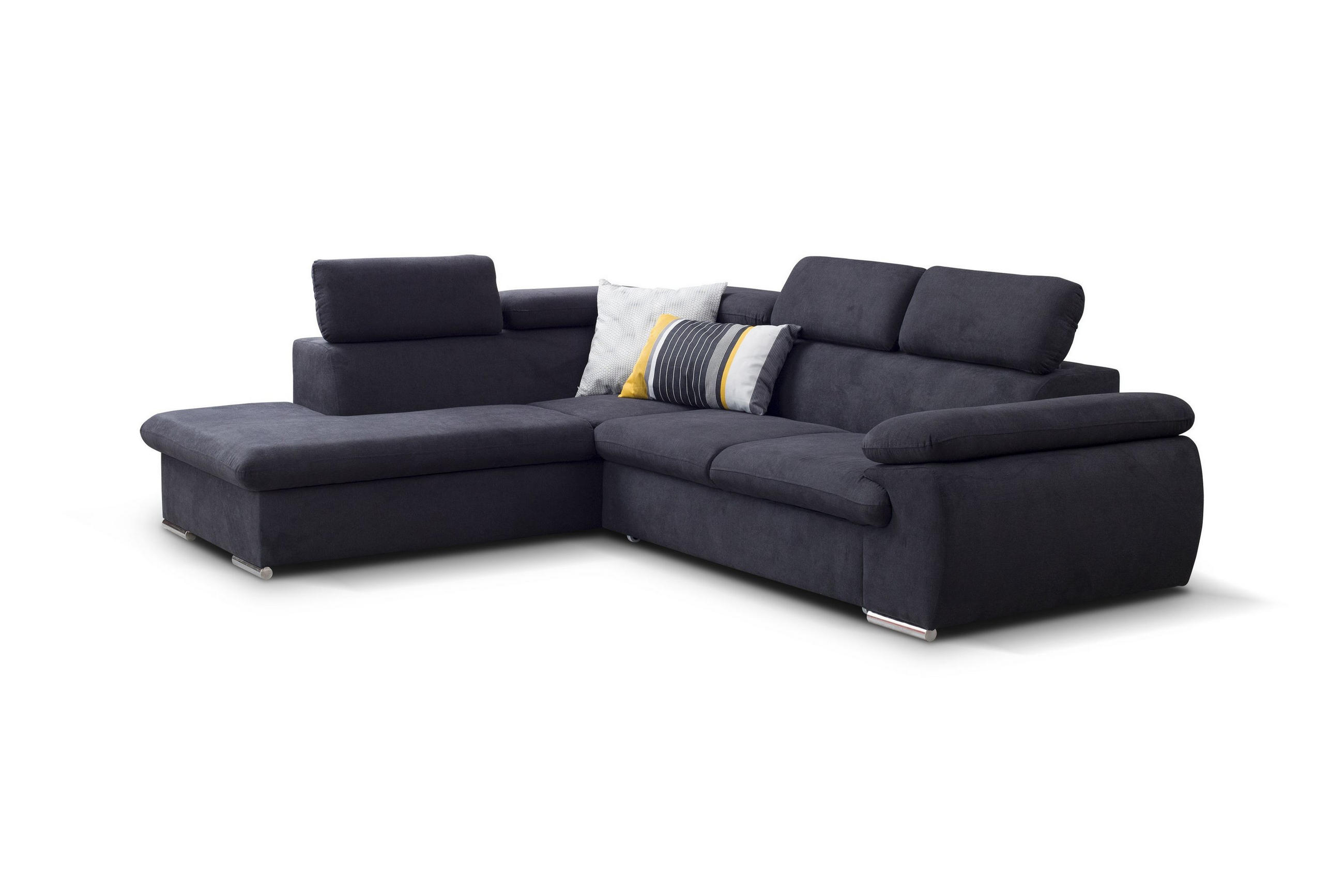 ECKSOFA SACRO Braun Plüsch-Stoff mit Schlaffunktion - Braun, Holz (271/221cm) - MASSENO