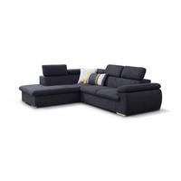 ECKSOFA SACRO Braun Plüsch-Stoff mit Schlaffunktion - Braun, Holz (271/221cm) - MASSENO