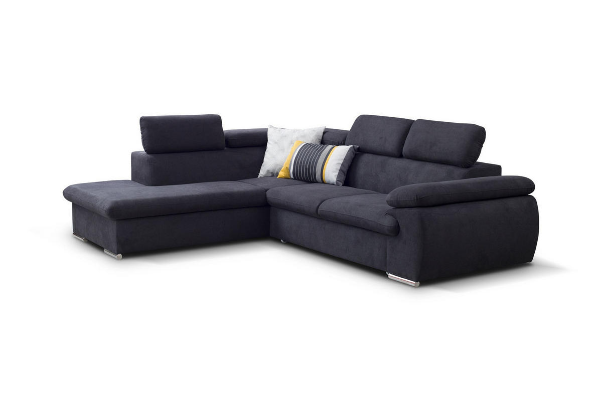 ECKSOFA SACRO Braun Plüsch-Stoff mit Schlaffunktion - Braun, Holz (271/221cm) - MASSENO