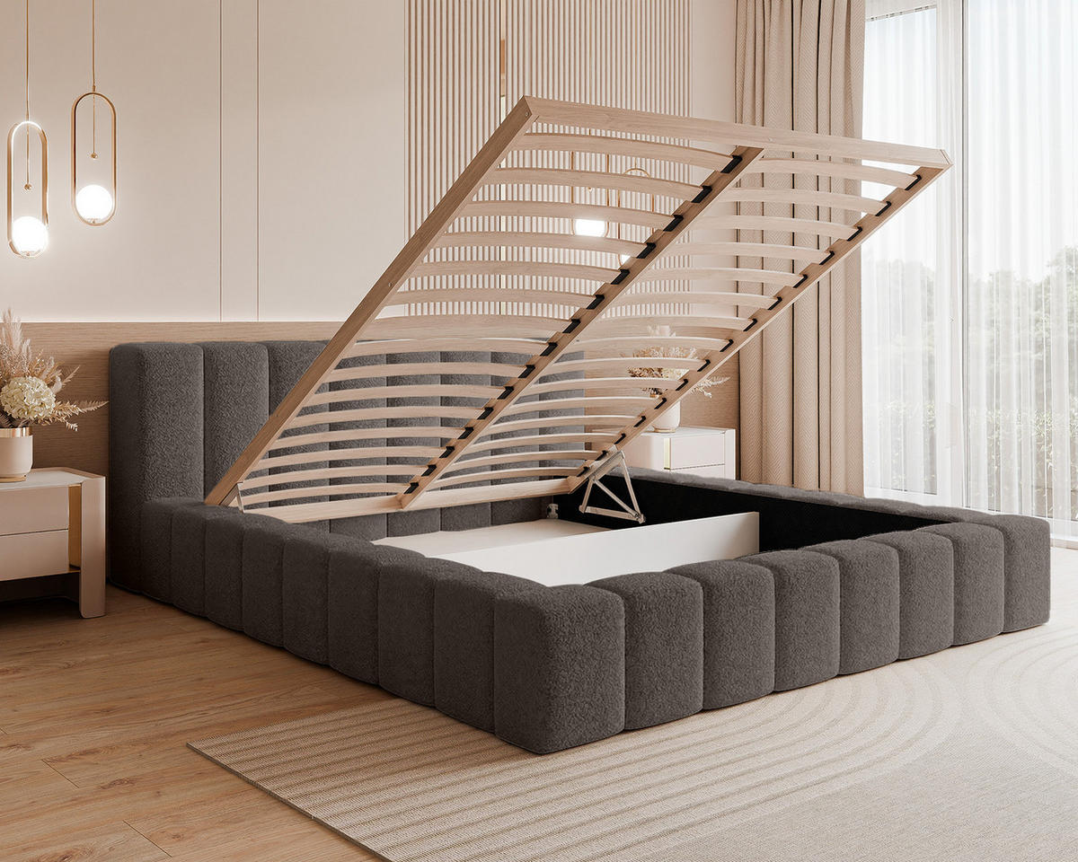 POLSTERBETT OMENO 160x200 cm, Braun - Braun, Textil (200/160cm) - Fedve