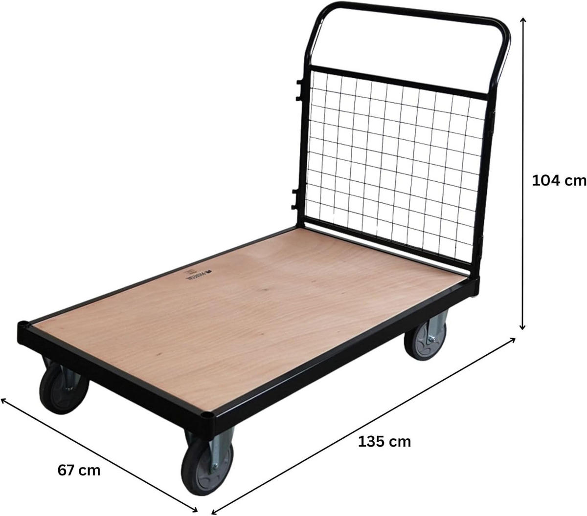 TRANSPORTWAGEN mit abnehmbaren Gitterwänden 104x135x67cm Traglast 400kg Schwarz - Schwarz, Metall (67/135/104cm) - PROREGAL