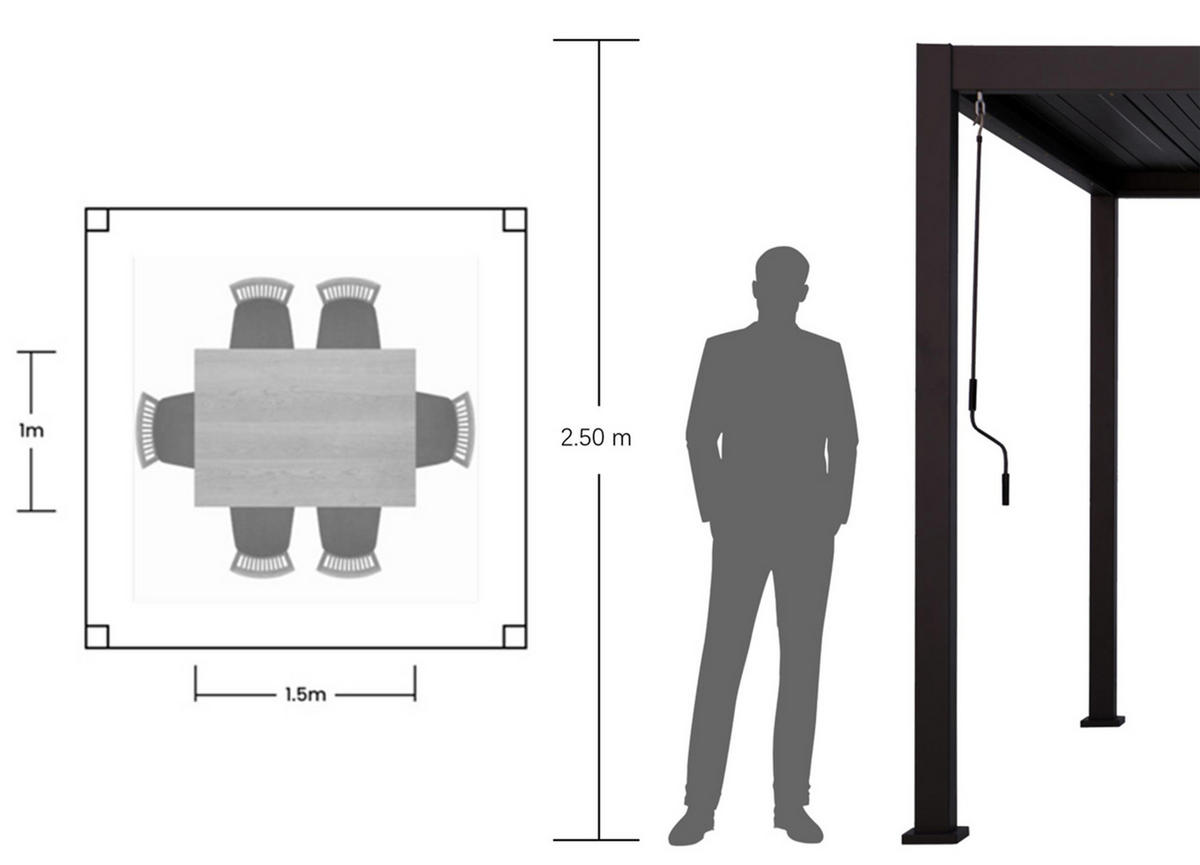LAMELLENPERGOLA Mirador Deluxe Weiß Double-Layer Handkurbel 3x3 m - Weiß, Kunststoff (300/250/300cm) - Green Spirit