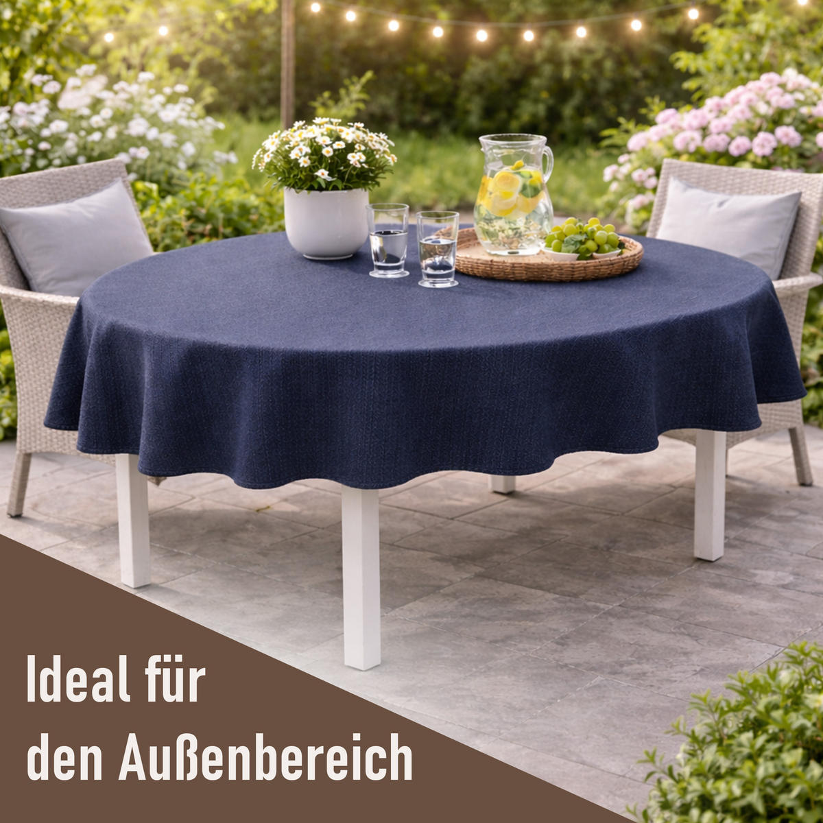 TISCHDECKE Garten Weichschaum 140x180cm - Navy - Dunkelblau, Kunststoff (180/140cm) - Bestlivings