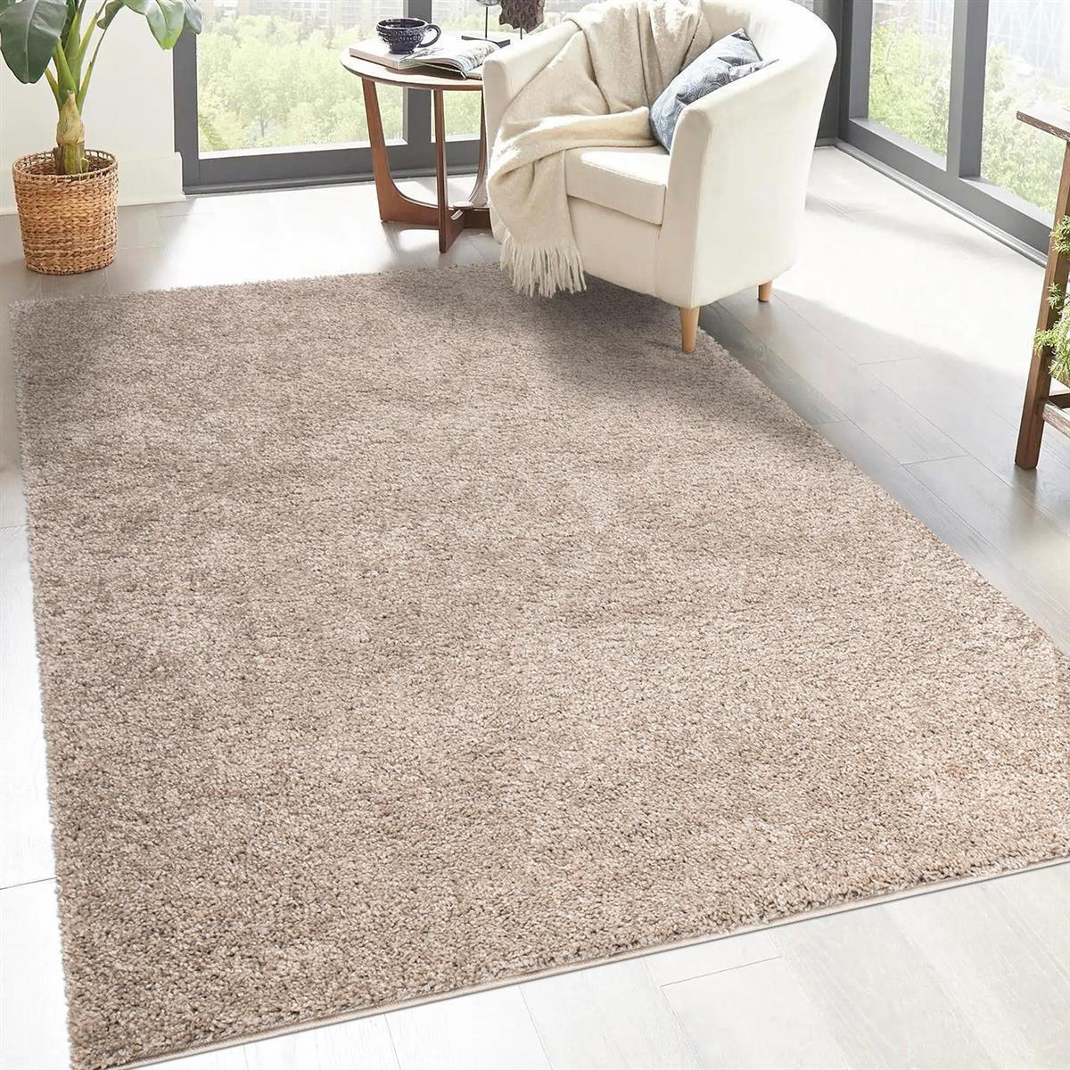 HOCHFLOR-TEPPICH City Shaggy 500 Sand 200x200 cm - Beige, Textil (200/200cm) - carpet city
