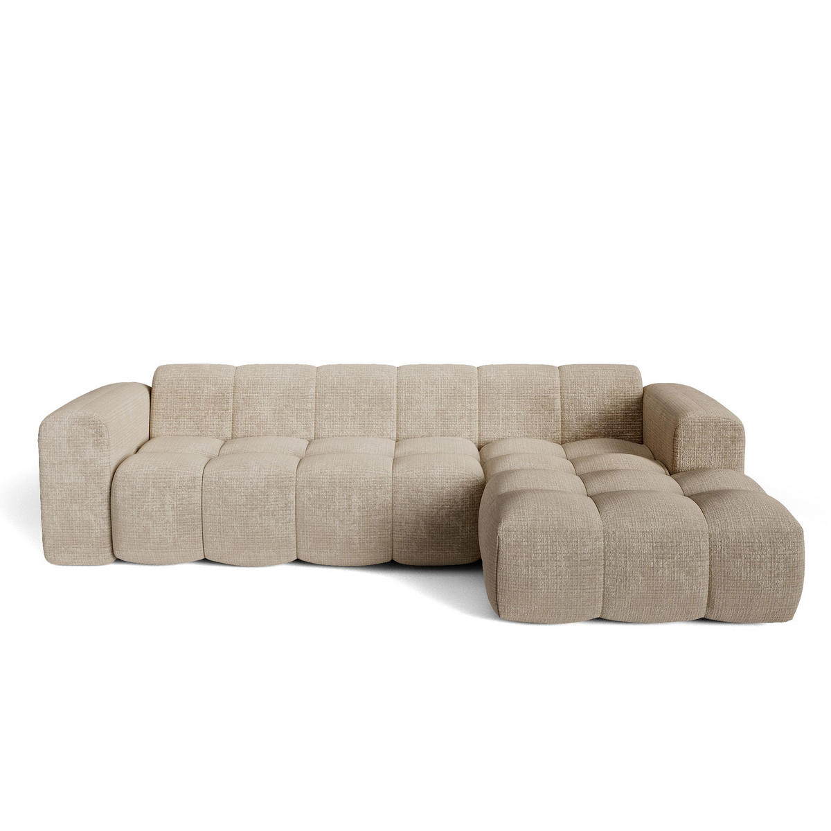 ECKSOFA rechtwinklig BLOOM Geprägter Samt Beige 290cm - Beige, Textil (290/164cm) - Premium Interiors