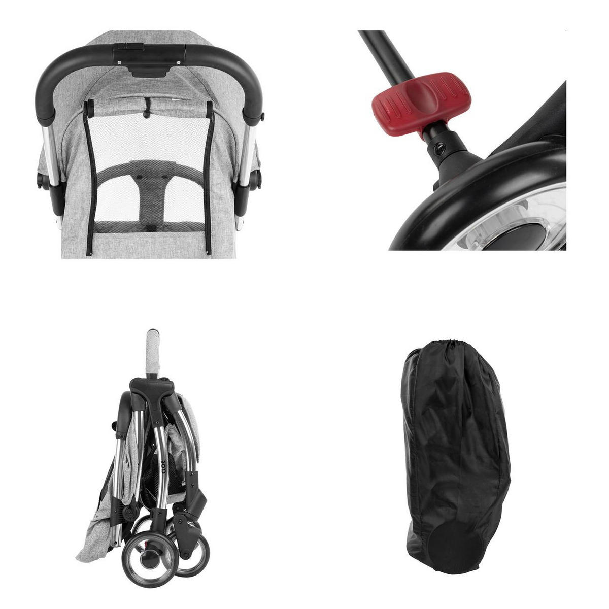 BUGGY Cloe bis 22 kg grau Aluminiumrahmen faltbar Getränkehalter - Hellgrau, Metall (72/43/102cm) - Kikka boo