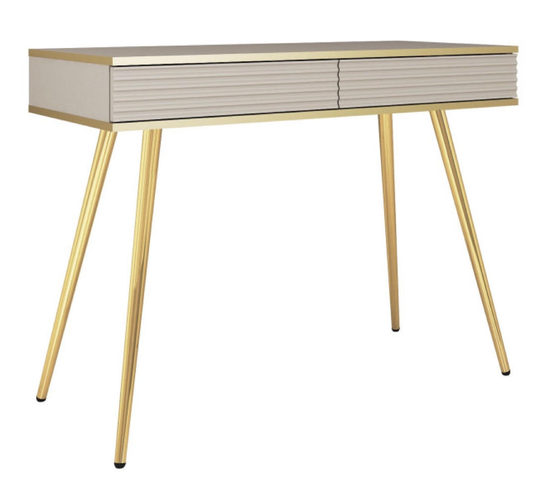 KONSOLENTISCH Beige POLO Gerillt Auf Hohen Goldenen Beinen - Beige, Holzwerkstoff (50/102/80cm) - Sepro Meble