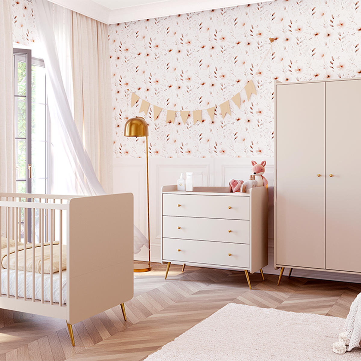 DĚTSKÁ KOMODA Lunea Kašmír - béžová, kompozitní dřevo (90/48/92cm) - Petits-meubles