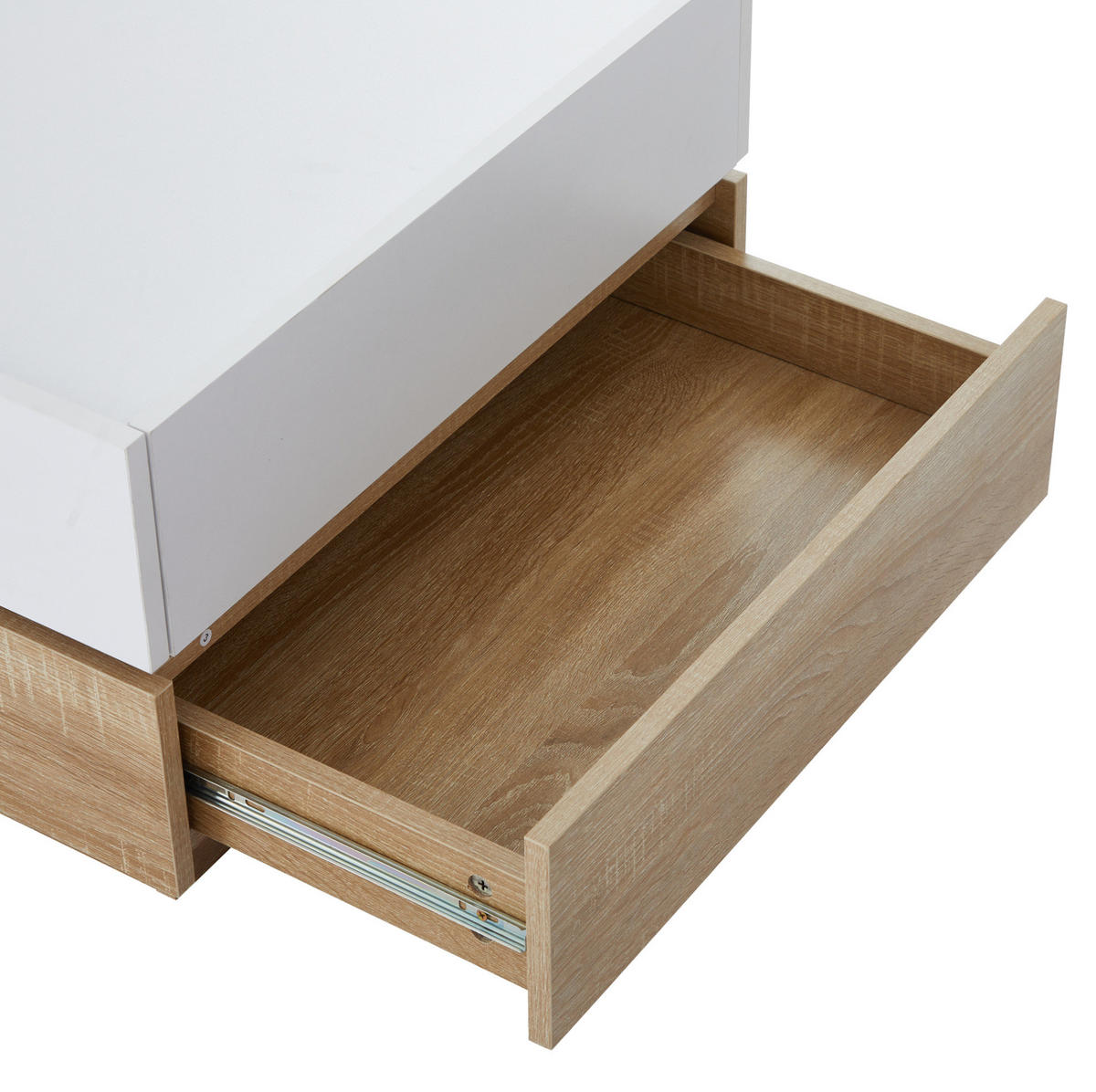 COUCHTISCH 60/60/38 cm in Weiß/Walnuss aus Spanplatte mit 360° Drehfunktion - Weiß, Holzwerkstoff (60/60/38cm) - OKMYHOME