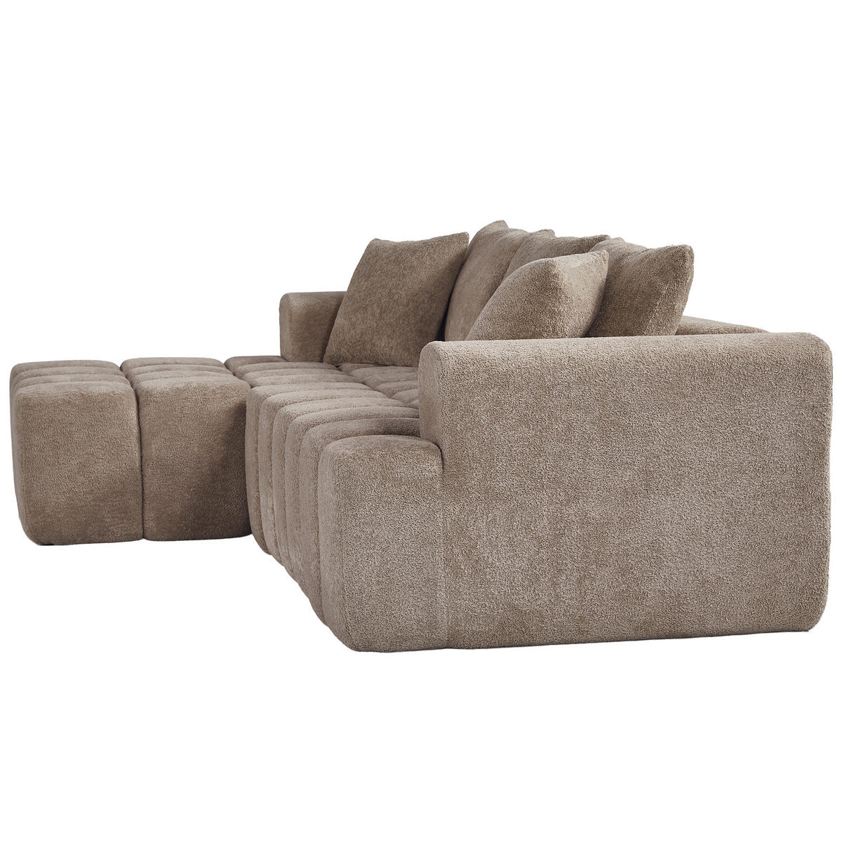 ECKSOFA L-Form 3-Sitzer in Taupe aus Samt mit linker Chaiselongue - Taupe, Textil (250/160cm) - CHICFURN