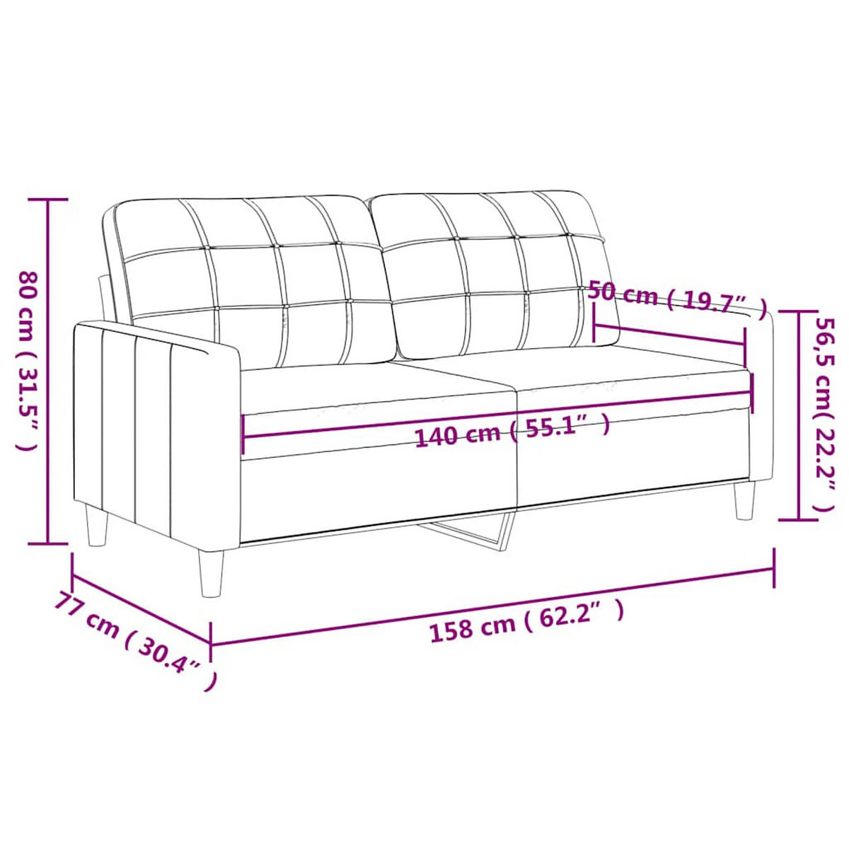 2-SITZER-SOFA Martin - Dunkelgrau, Textil (158/80/77cm) - Nettlife