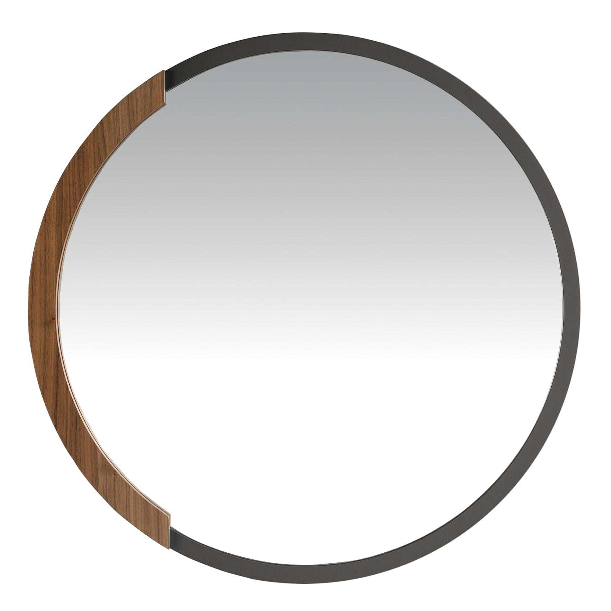 WANDSPIEGEL Rund Walnuss Schwarz 80/80/4 cm - Walnussfarben/Schwarz, Metall (80/4/80cm) - ANGEL CERDA