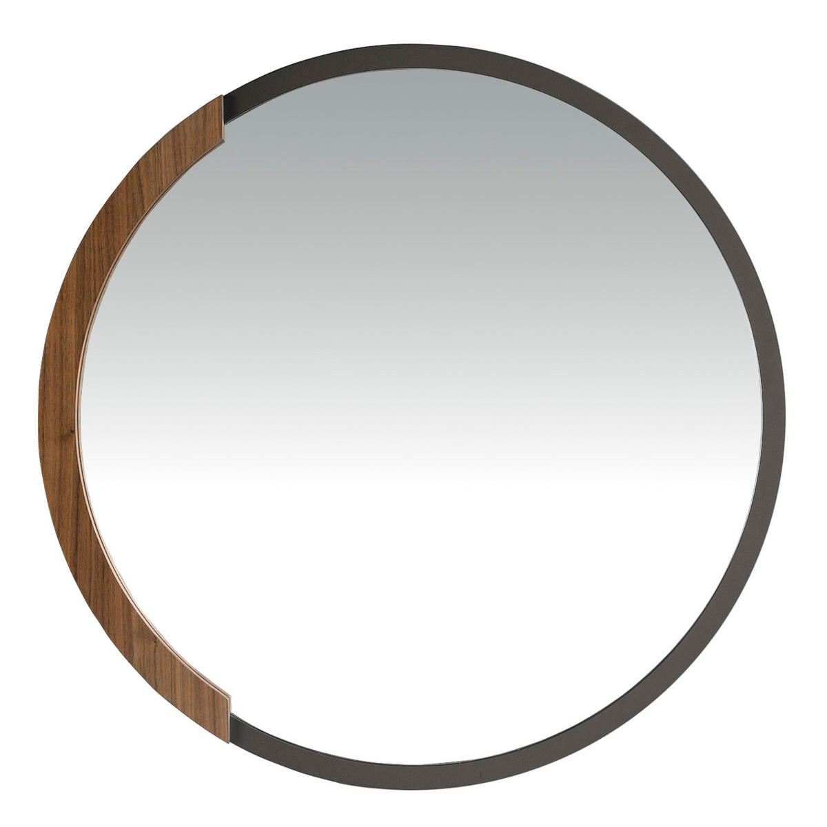 WANDSPIEGEL Rund Walnuss Schwarz 80/80/4 cm - Walnussfarben/Schwarz, Metall (80/4/80cm) - ANGEL CERDA