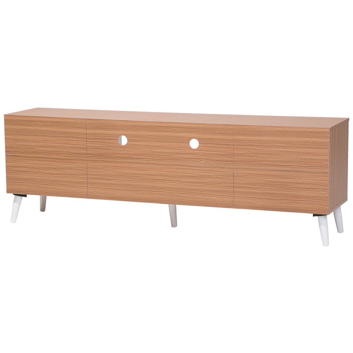 TV-MÖBEL Hellbraun, Weiß ALLOA 40/180/60 cm - Hellbraun, Holzwerkstoff (180/60/40cm) - Beliani