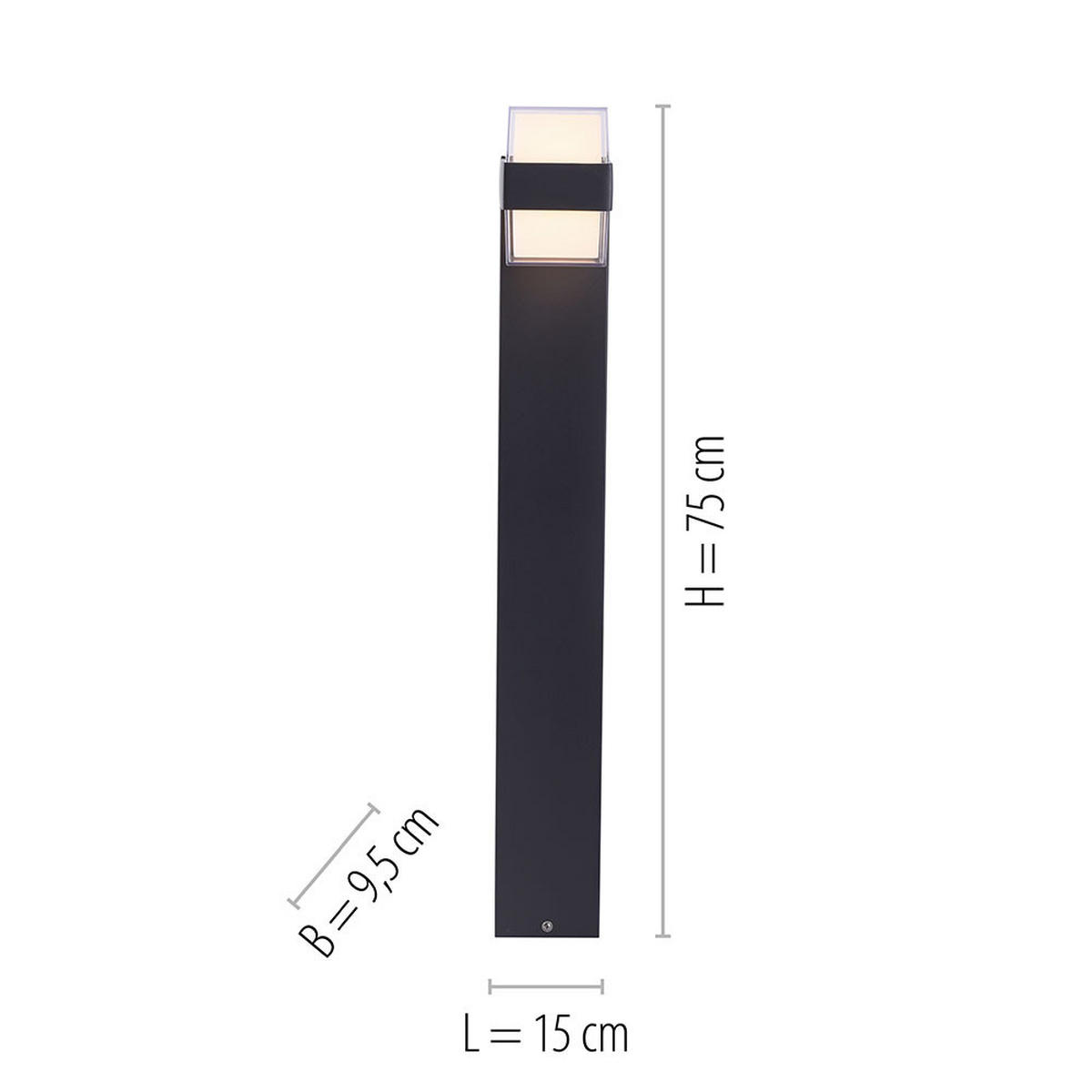 LED WEGELEUCHTE Kunststoff Anthrazit - Anthrazit, Kunststoff (15/9.5/75cm)