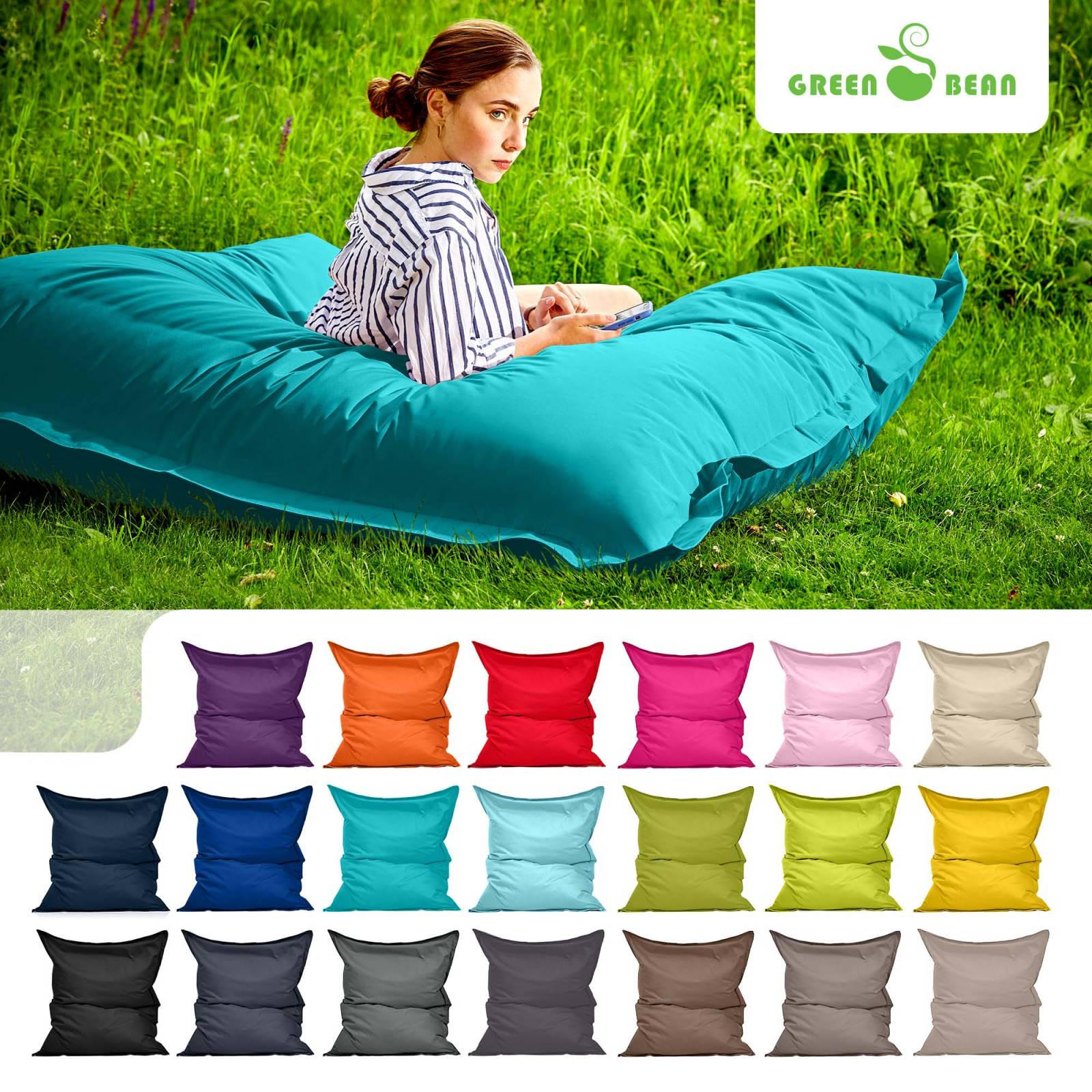 RIESEN-SITZSACK "Square" 140x180cm 380 L - Türkis, Textil (140/25/180cm) - Green Bean