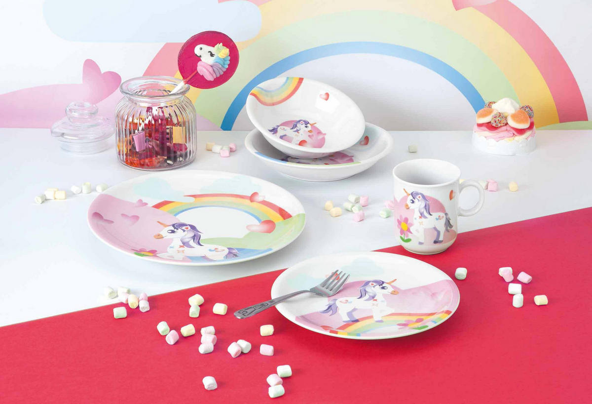 KINDERGESCHIRR SET Compact Mein kleines Einhorn bunt 5er Set - Multicolor, Keramik (1/1/1cm) - Seltmann Weiden